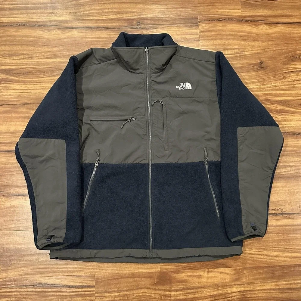 The North Face Jacket Mens XL Blue Gray Fleece Full Zip Windbreaker Outdoor
